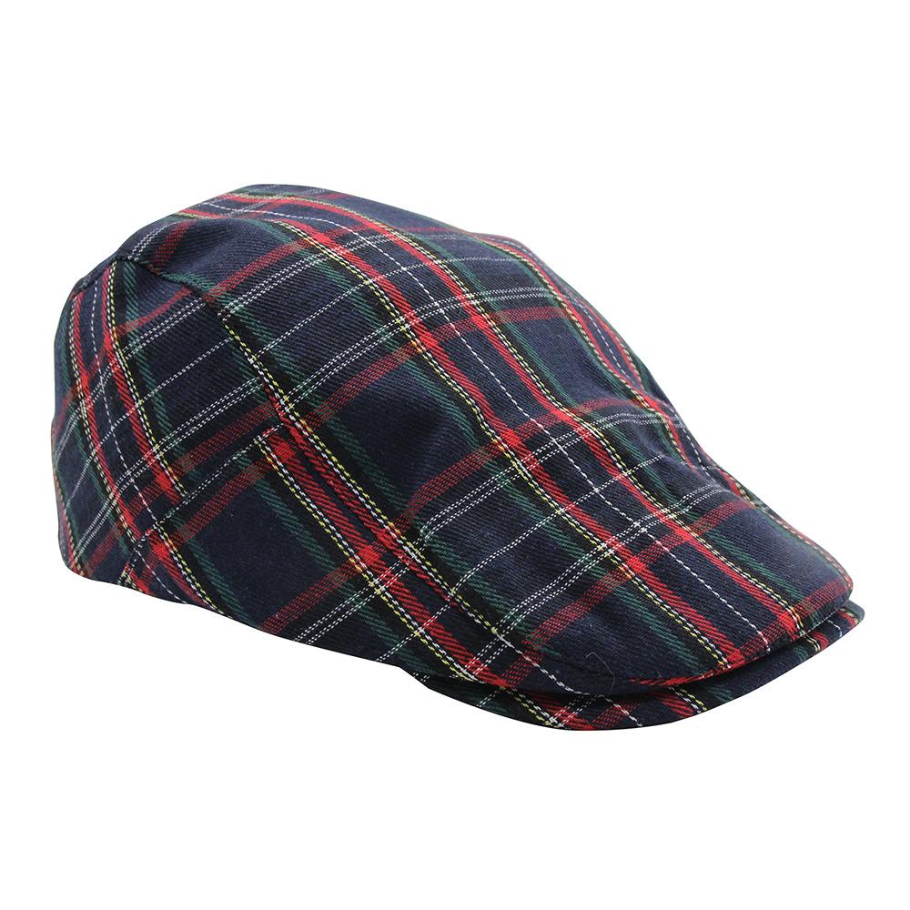 Spring and summer beret plaid trendy plaid cap men's sun protection visor casual plaid forward hat