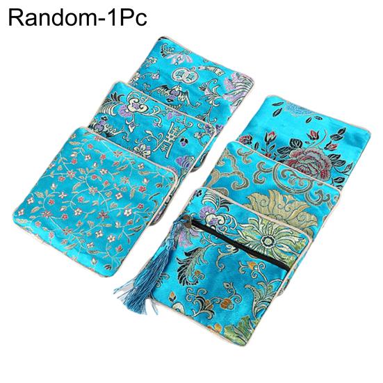Great Super Soft Fabric Coin Bag Small Jewelry Embroidery Organizer Pouch for Office