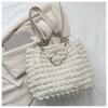 Sweet Cloud Handbag, Large Capacity Nylon Women's Shoulder Bag, Soft Zipper Closure Handbag, City Theme, Polyester Lining, Perfect for Commuting