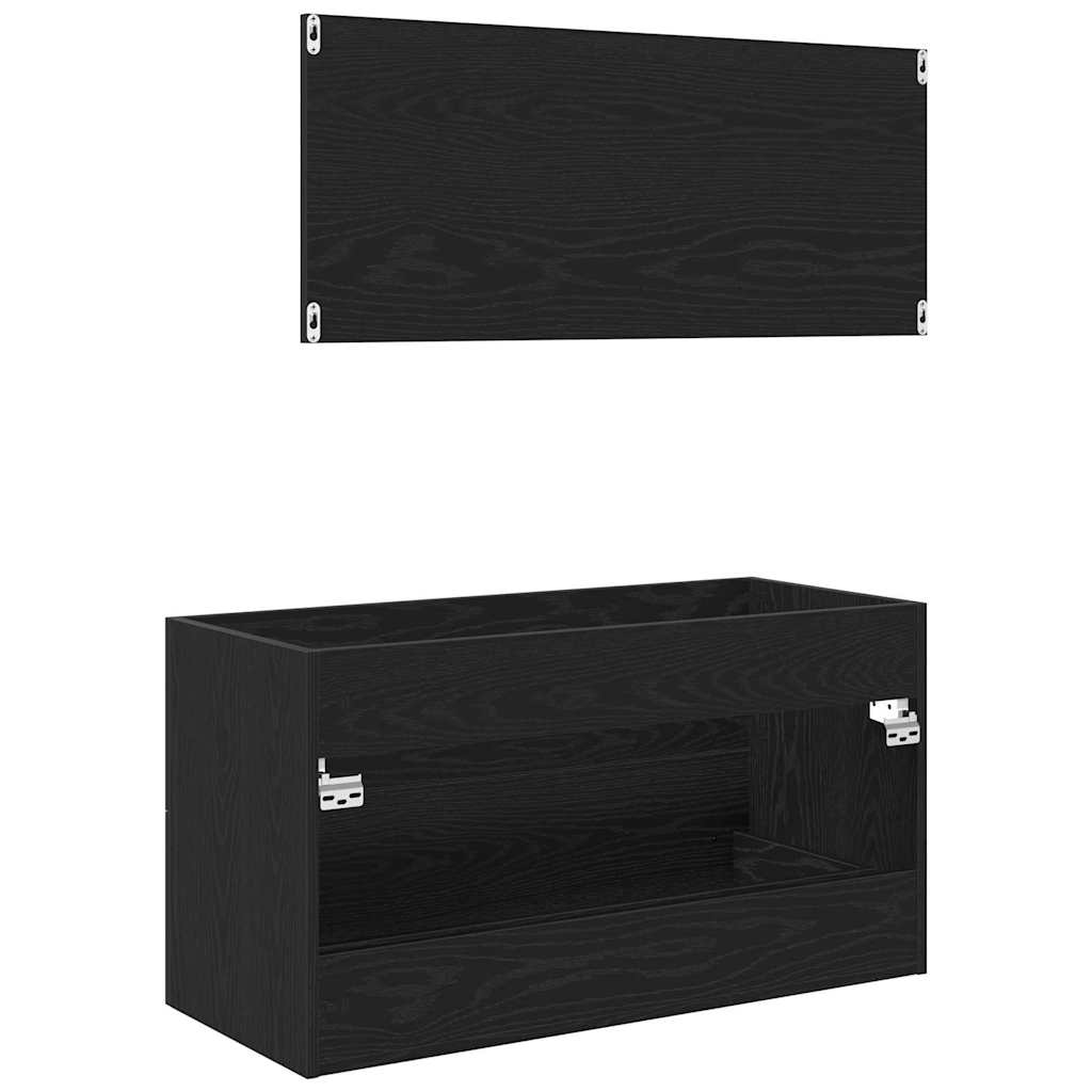 Washbasin Cabinet In Black Oak Look 90 X 45 X 1.5 Cm