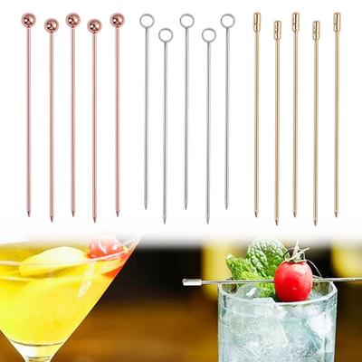 5 Pièces Brochettes à Cocktail en Acier Inoxydable Brochettes à Fruits Brochettes Réutilisables pour Boissons Cure-dents pour Boissons
