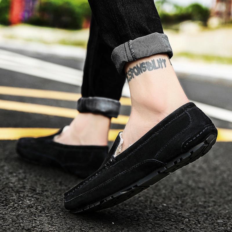 Herren Winter Plüsch Schnee Slipper Leder Mode Fahrschuhe Herren Neuankömmling Männlich Luxusmarke Freizeitschuhe Herren Slipper