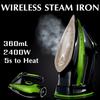 2400W/360ml 5 Speed Portable Ceramic Soleplate Steam Iron Adjust Cordless Charging Portable Clothes Ironing Steamer