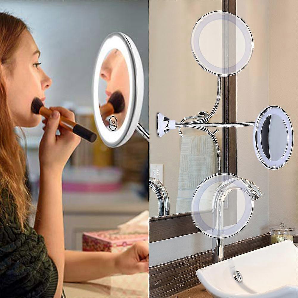 Specchio con Luce LED Ingranditore 10X a Collo Flessibile Illuminato