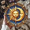 Retro Sun Moon Wall Art Metal Tin Sign Golden Blue Home Bar Decor