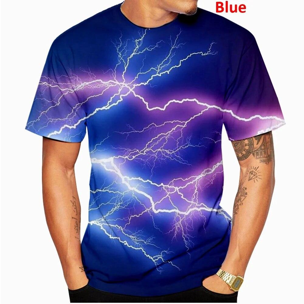 Summer Fashion Men's 3D Lightning Printed T Shirt Unisex Harajuku Casual Short Sleeve Tee… More