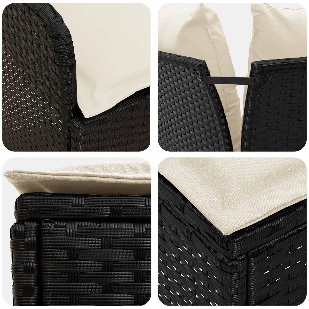 8 Piece Furniture Set with Cushions In Black and Cream PE Rattan