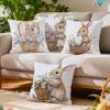4 Pcs Rabbit Bamboo Basket Flower Design Single-Sided Printed Pillowcase For Home Bedroom Living Room Car Decor