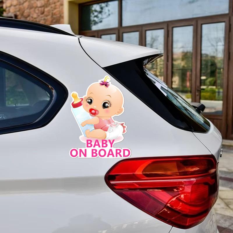 Autoaufkleber Baby an Bord Auto-Sicherheitsaufkleber Set Cartoon Baby & Prinzessin Design Aufkleber für Fahrzeug Außen- und Innendekoration