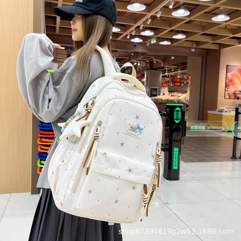 Schoolbag New Mori ins Wind Star Backpack Women's High Value Lightweight Large Capacity Backpack Junior and High School Student School Bag