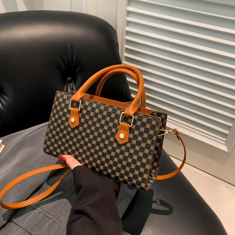 Casual Retro Geometric Crossbody Bag for Women Designer Shoulder Handbag
