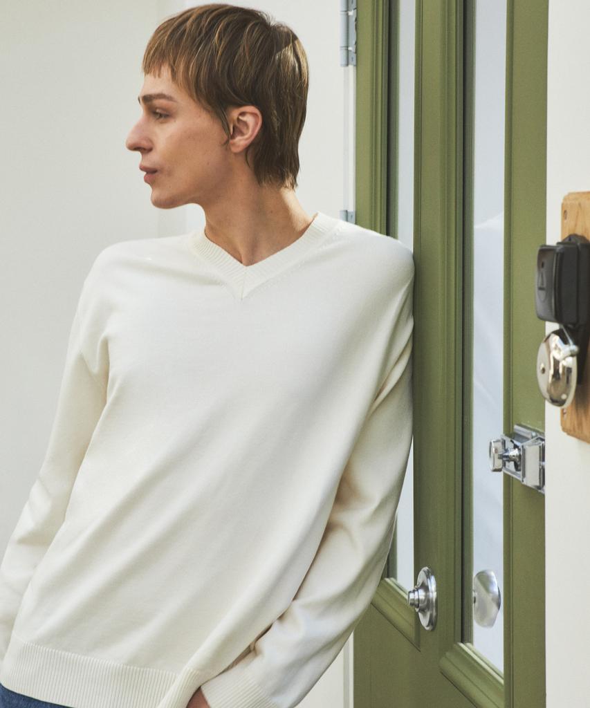 Wednesday Oasis Always Washable V-Neck Knit_Ivory(Wc25-Kn01)