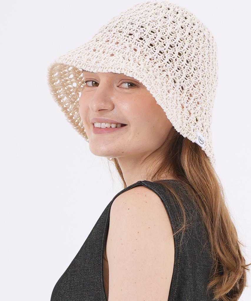 THE-ABON Beach Massed Sun Bucket Hat Beige