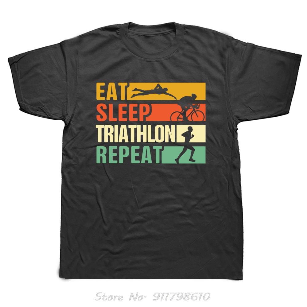 Men's Clothing Novelty Triathlon Swimmer Bike Running Oversized T-shirt Streetwear Fitness T Shirt Summer Style Cotton Tshirt