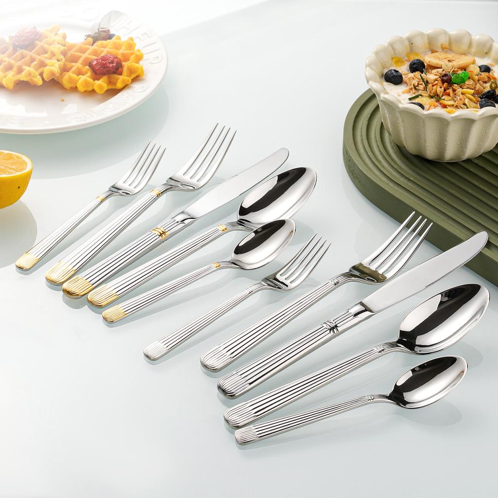 Half Gold Roman 304 Stainless Steel Cutlery Tableware Set Luxury Weeding Holiday Gift Knife Spoon Fork Teaspoon Teafork Service