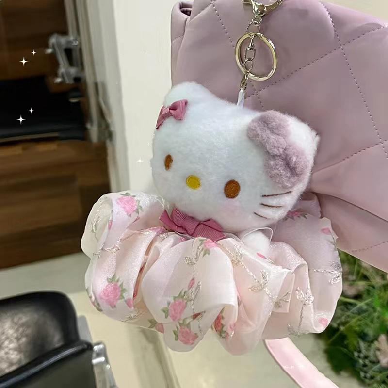 Simpatico portachiavi Sanrio Hello Kitty Kawaii Cartoon Schoolbag Pendant Decoration Peluche Doll Toy Regali per le feste