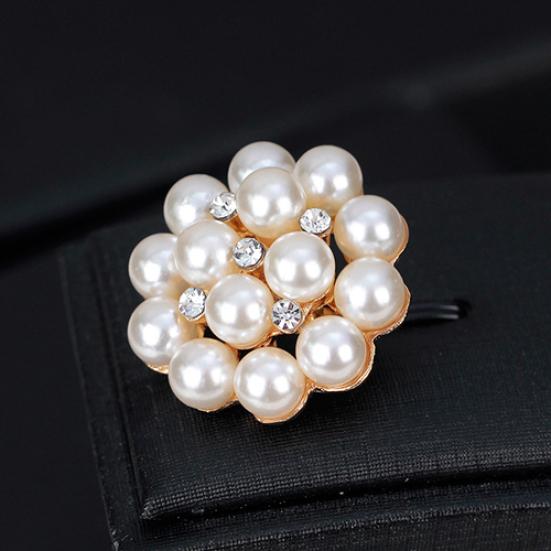 Bloem Strass Imitatie Parel Broche Pin DIY Bruidsboeket Decor