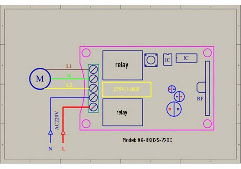 220V Remote Control Switch for Motor Direction & Roller Shutter Control