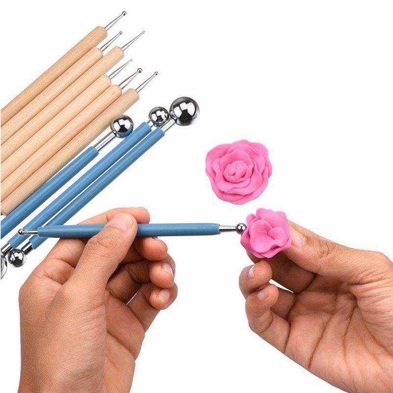 Kit 10 Piese Instrumente DIY Dotting Stylouri cu Vârf Sferic din Oțel Inoxidabil Pictură pe Piatră