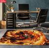 Anime Swordsman Area Rug,Fire Flame Theme Non-slip Floor Mat,Decorative Carpet for Gaming Room Bedroom, Washable Home Decor Gift