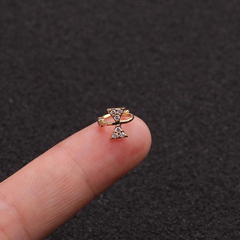 Exquisite Tiny Hoop Earring Gold Silver Rose Gold Cross Bow Flower Zircon Cartilage Earring Body Piercing Jewelry 