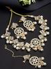 Set Collana Girocollo Quadrata Placcata Oro con Perle, Metallo, Kundan