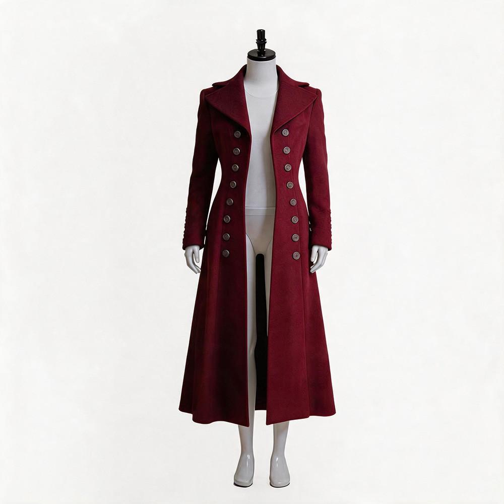 Gothic Fantasy Coat For Women With Double Breasted Design For Stage Performances