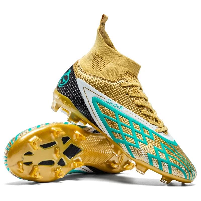 Men Outdoor Football Shoes Training Indoor Soccer Boots Long Spikes Adult Kids Sneakers Non Slip Training Unisex Sport Footwear