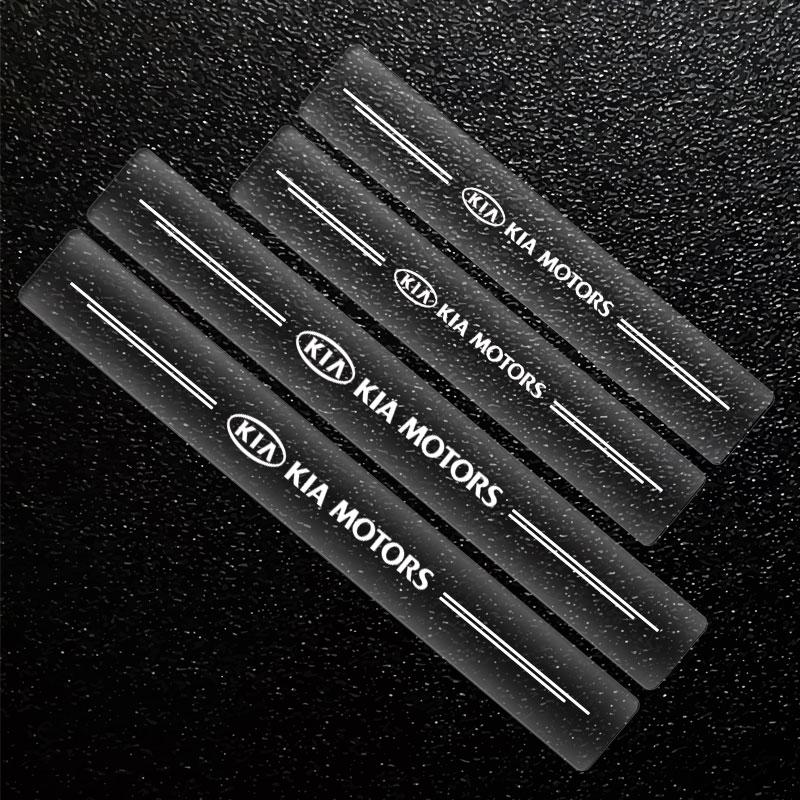 4Stk Auto Einstiegsleisten Schutz Transparent Dekorative Plakette 3D Aufkleber Für KIA Cerato Sportage R K2 K3 K5 K6 K7 K8 RIO 3 4 sorento picanto