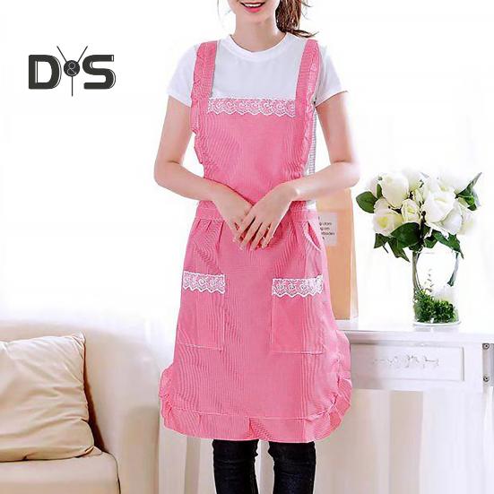 Einfach zu tragende Backschürze, Schultergurt-Design, praktische karierte Kochschürze im koreanischen Stil, Hausfrauen-Arbeitskleidung