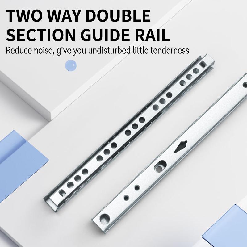 2 Sæt Glat Glidende Leje Skuffeskinner 17 mm Brede Tovejs Glidende Skuffeskinner 8"-17" Hardware Tilbehør Skuffeskinne