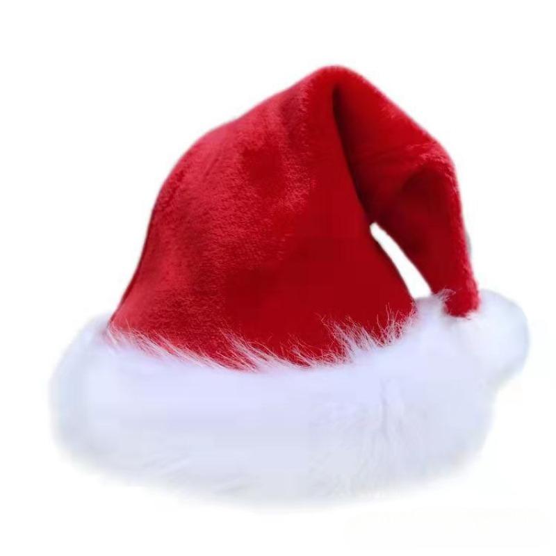 2024 New Year Christmas Decorations Red Blue Green Black Adult and Children plus-Sized Thickened Plush Christmas Hat CDN