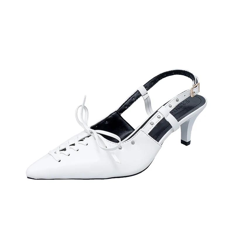 Fashion Female Shoes on Sale 2024 Fashion Pointed Toe Women's Pumps Autumn Rivet Buckle Sexy Dress Slingbacks Shallow Shoes Zapatos