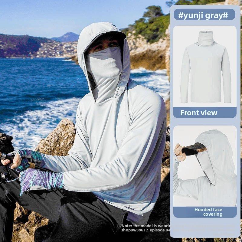 Fishing Uv Summer Mens Protection Shirt Full Face Cover Sun Protection Skin Coat Breathable Thin Fishing Top