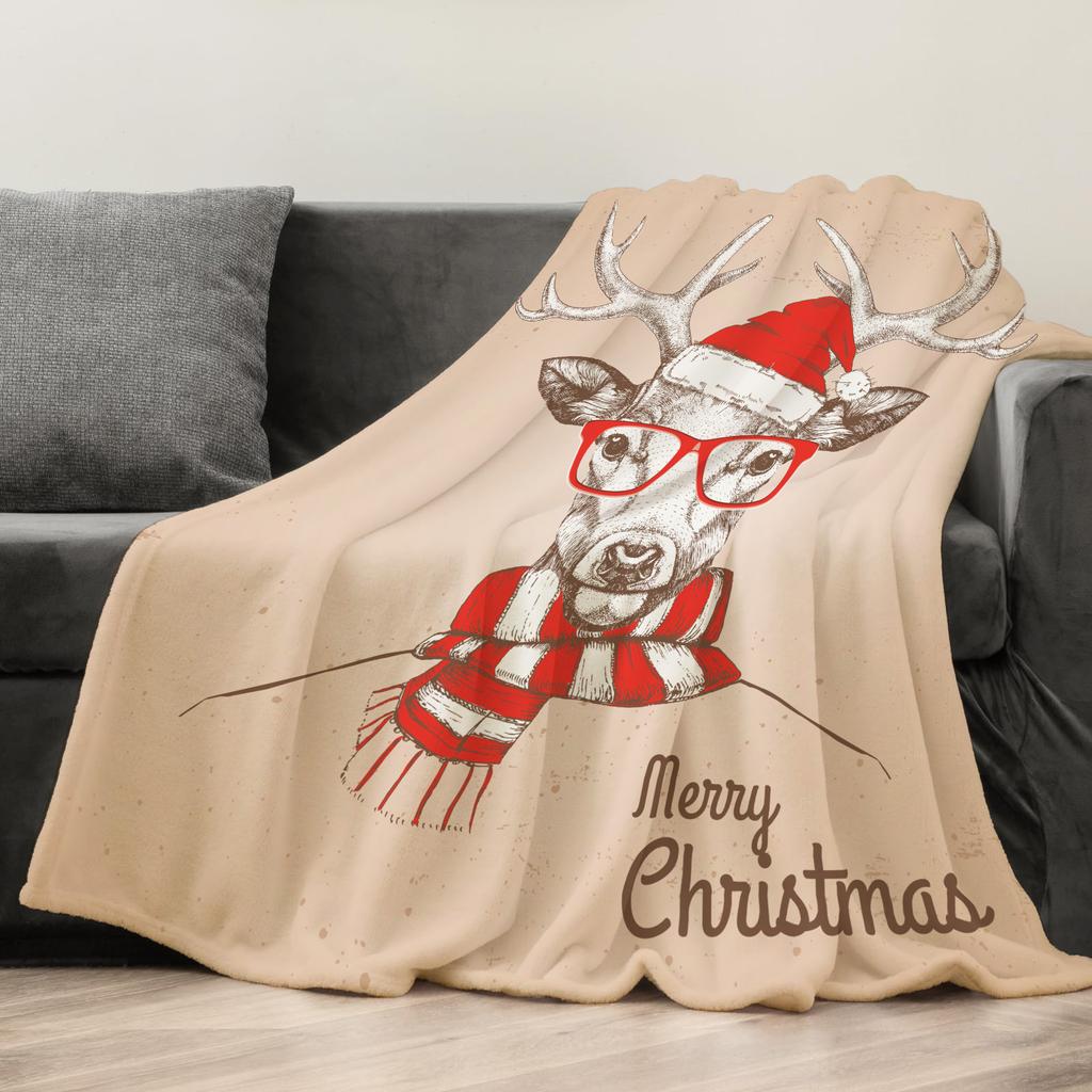 Christmas Creative Throw Blanket Flannel Print Blanket Super Soft Cozy Sofa Nap Blanket Home Blanket Perfect Home Gift for Her