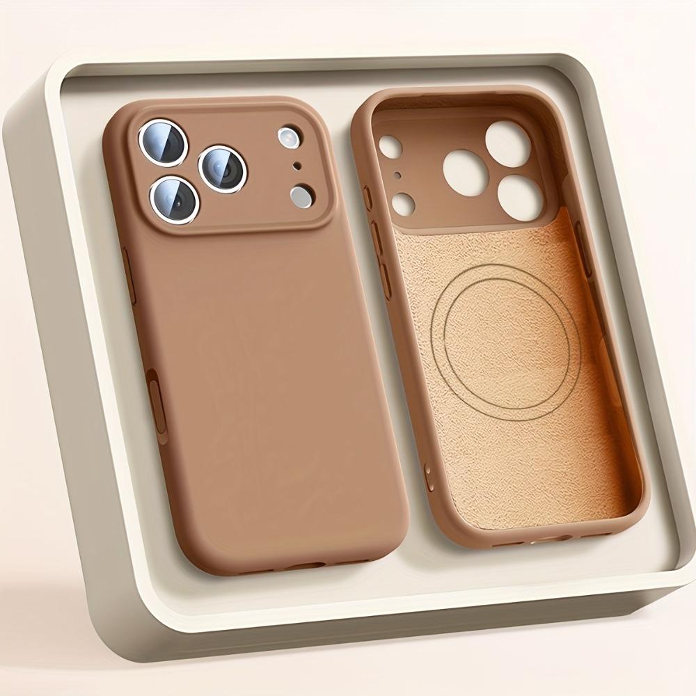 Luxury Liquid Silicone Phone Case For iPhone 17 16 15 14 13 12 Pro Max Plus Air For Magsafe Magnetic Camera Protection TPU Cover