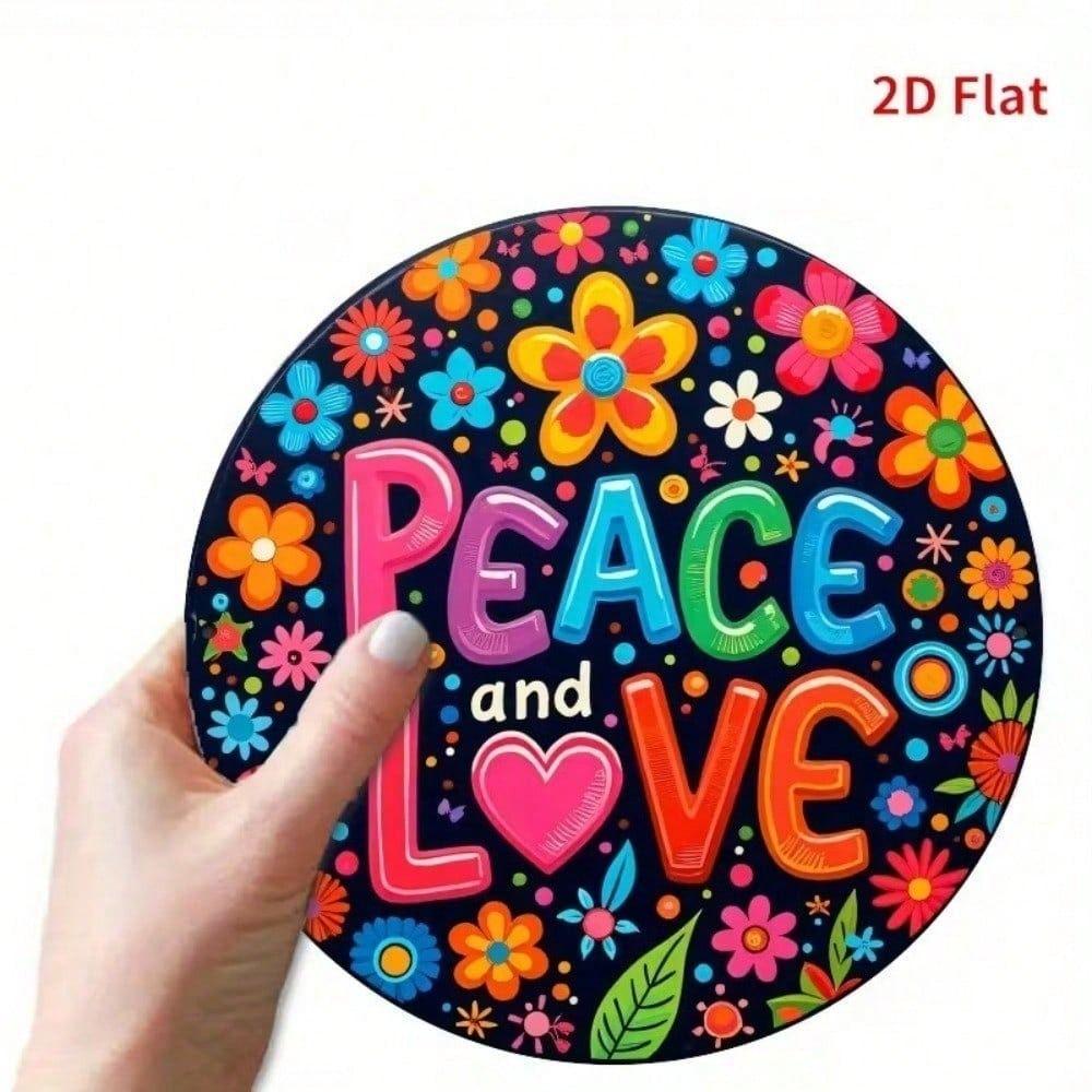 Hippie Peace Love Metal Sign Colorful 2D Flat Print Vintage Retro Wall Decor for Bar