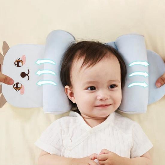 Bomulls Baby Stödkudde Justerbar Spädbarn Huvudkudde för Nyfödda 0-12 Månader Ergonomisk Design
