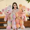 Bear Doll Dreamy Gradient Color Giant Size Girl Plush Toy with Bowknot Decor Valentine Day Home Decor
