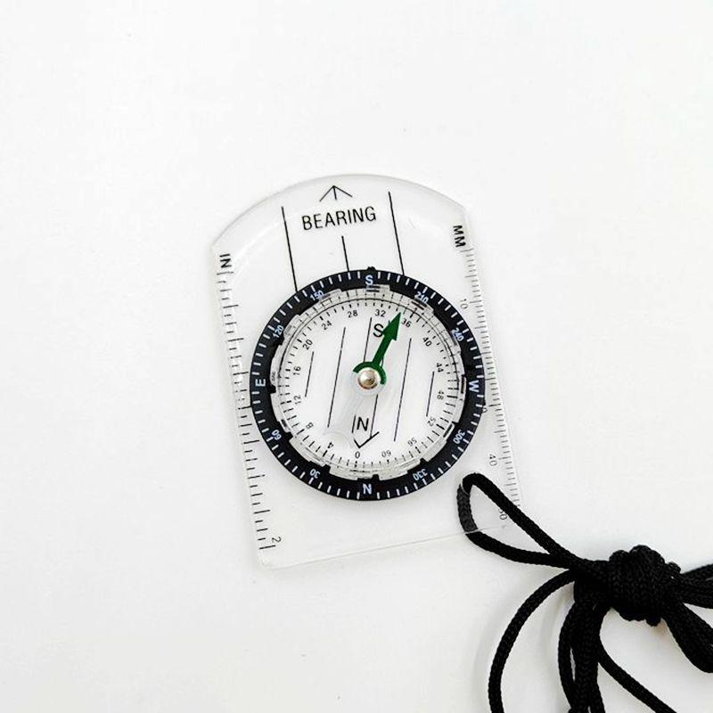 Mini Transparent Acrylic Map Scale Compass with Strap for Outdoor Navigation