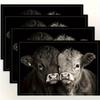 4 Stück Leinen-Tischsets, Kalb-Freundschafts-Foto-Tischsets 12x18 Zoll, Geeignet für Heimküchentischdekoration, Feiertagsparty-Szenendekoration, Zuhause