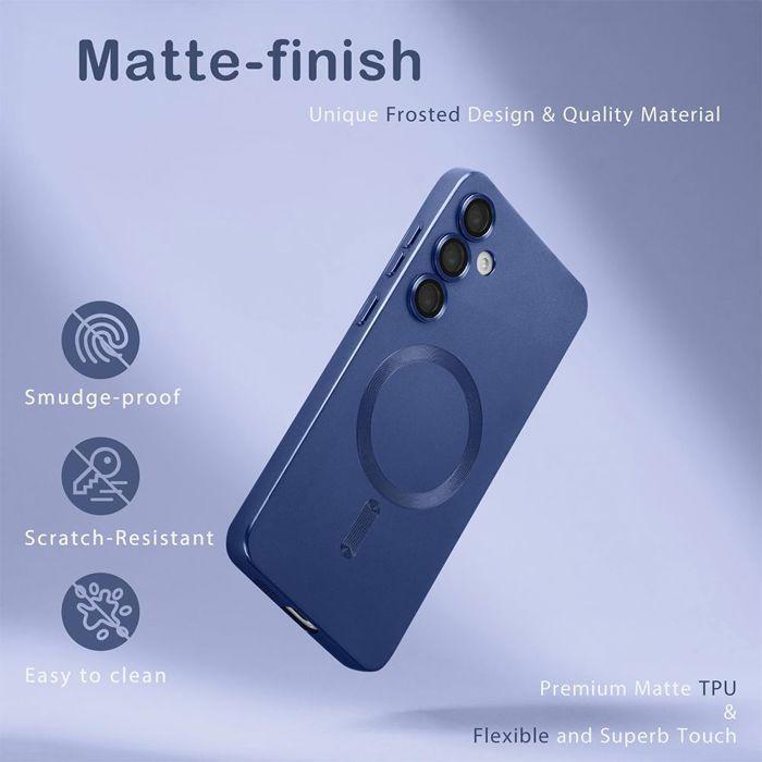 Coque pour Samsung Galaxy A37 5G, Silicone avec Magnétique - Bleu Marine - 2 Verres Trempés