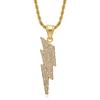 Jewelry 18K Gold Plated Full Diamond Lightning Pendant Necklace Men's Jewelry Accessories