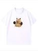 Women's Light Green Hamster Lifting Weights Graphic Harajuku Short Sleeve Casual Meme Funny Clothing Street Aesthetic Clothes