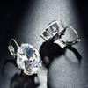 Cute Oval Cut Crystal Hoop Earring White Elegant Silver Color Earrings for Girls KTJ