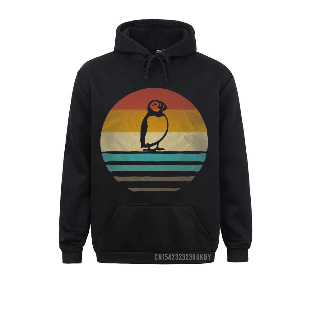 Hoodies Hoods Retro Vintage Sunset Puffin Bird Seabird Cute Funny Premium Hoody Long Sleeve Unisex Sweatshirts Normal Rife