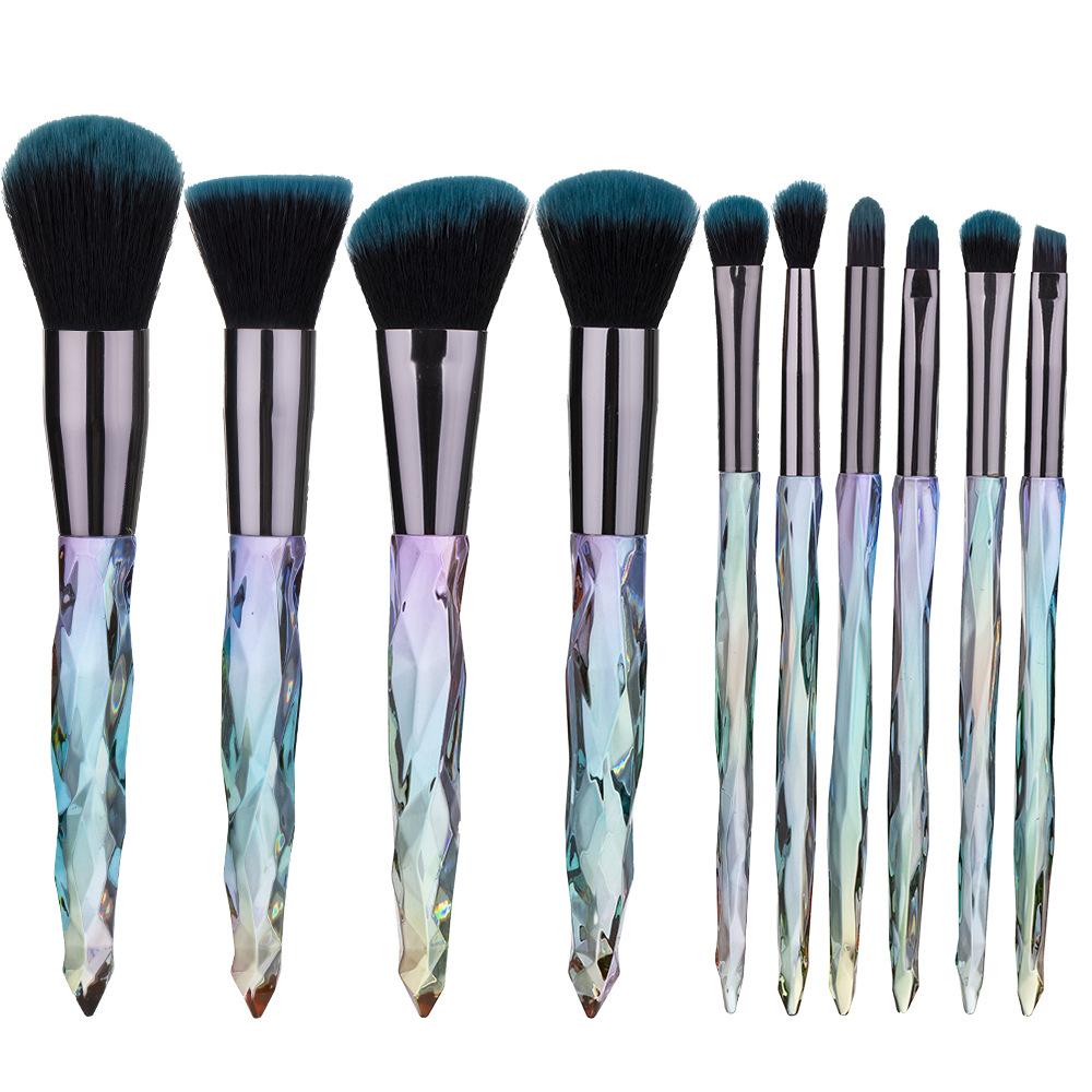 New 5 makeup brushes set Colorful diamond transparent makeup brush set Crystal handle beauty makeup tool