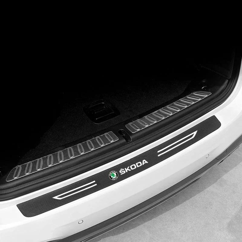 SJCJ6 for Skoda Car Door Threshold Protector Carbon Fiber Style Sticker Kodiaq Fabia Kamiq Karoq A5 A7 Rapid Scala Yeti Scala Octavia