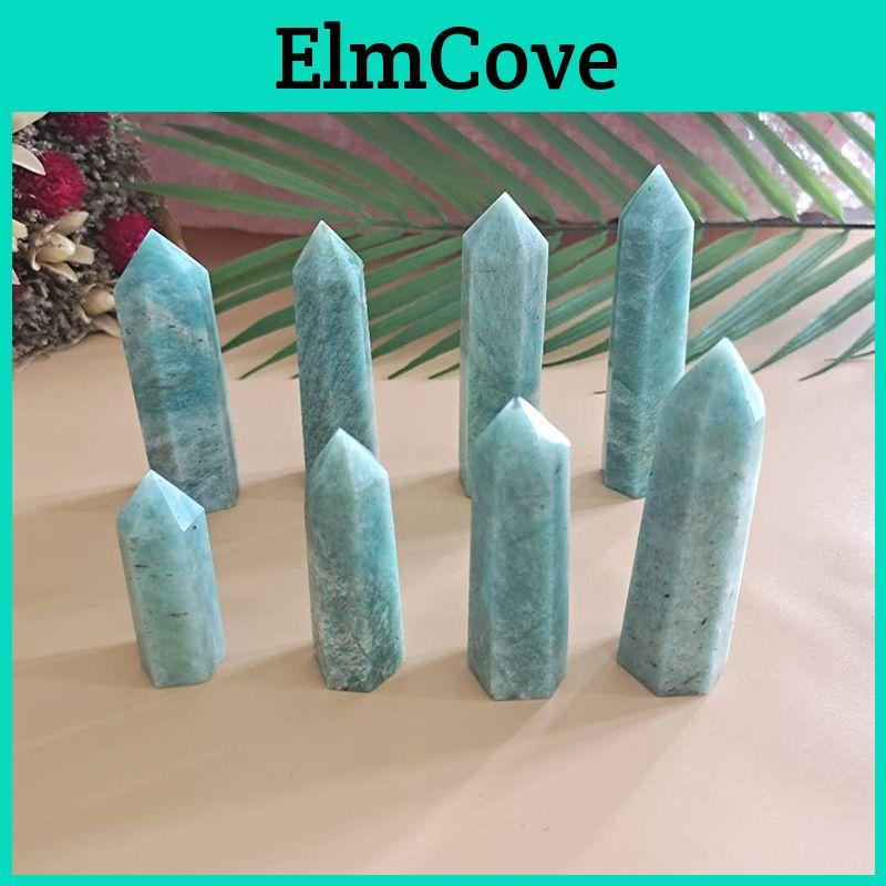 Stunning 1pc Natural Blue Amazonite Stone Column Quartz Crystal Wand For Healing