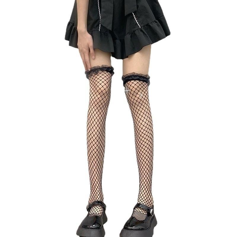 Nylon Fishnet Thigh High Stockings For Women With Lace Bow Design Spring Summer